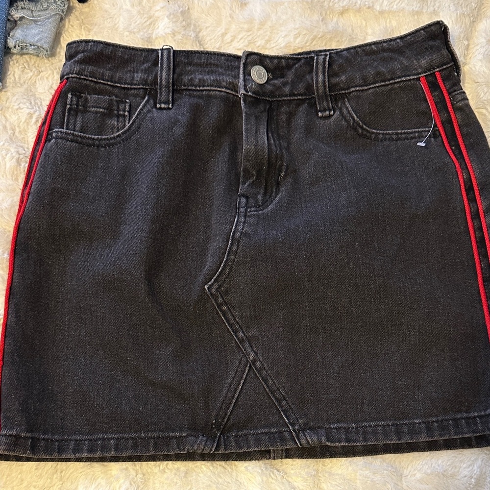 PacSun Black Mini Skirt with Red Stripes